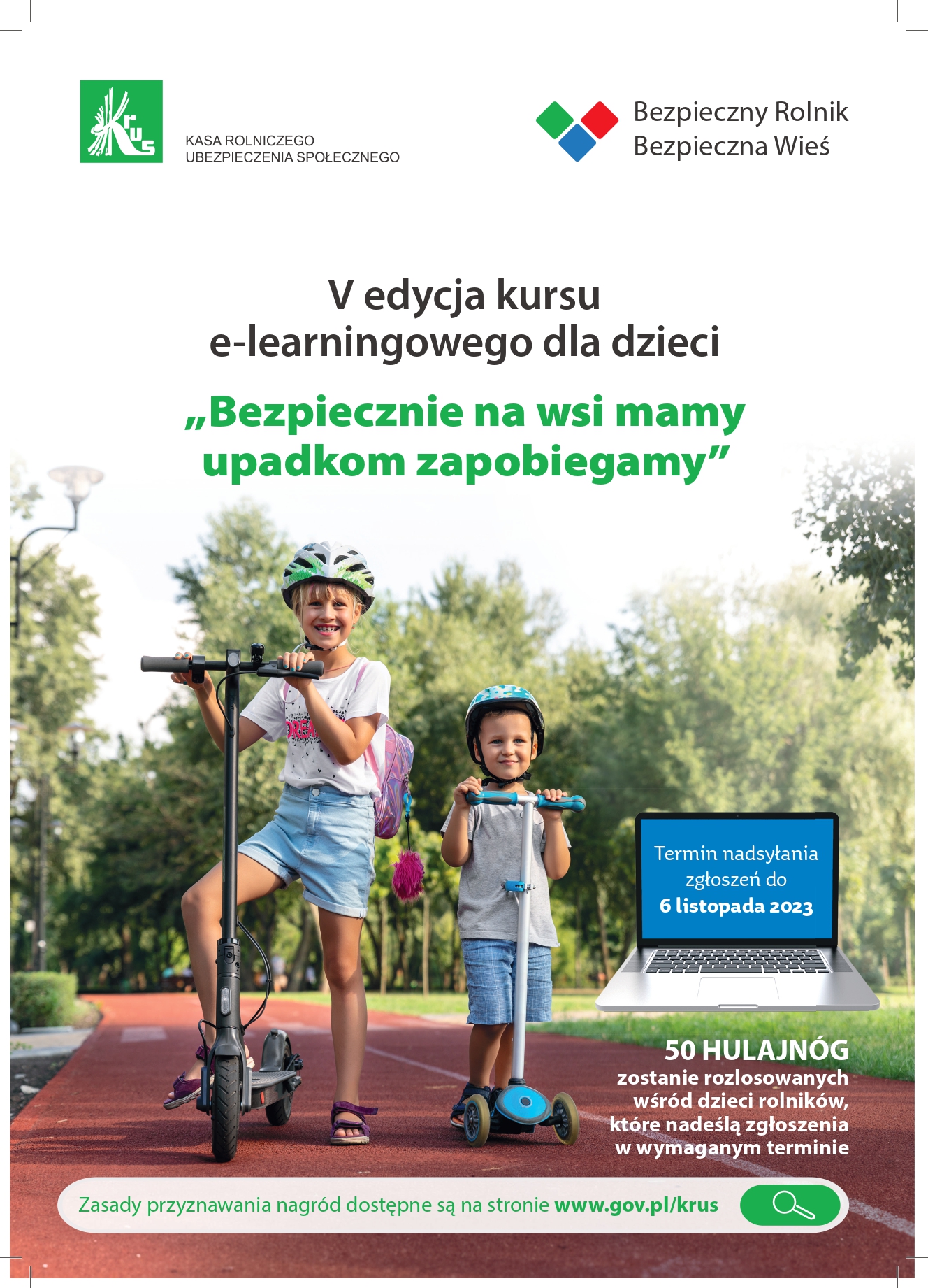 Kurs e-learningowym dla dzieci rolników „Bezpiecznie na wsi mamy – upadkom zapobiegamy”