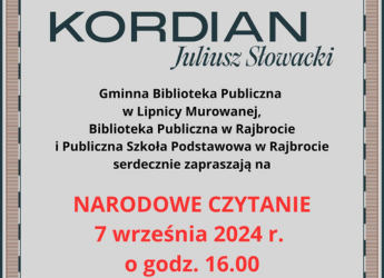 ZAPRASZAMY NA NARODOWE CZYTANIE, EDYCJA 2024