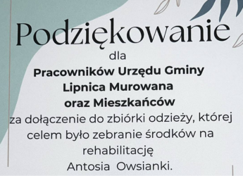DZIĘKUJEMY ZA UDZIAŁ W CHARYTATYWNEJ ZBIÓRCE ODZIEŻY