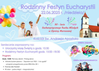 ZAPRASZAMY W NIEDZIELĘ NA RODZINNY FESTYN EUCHARYSTII