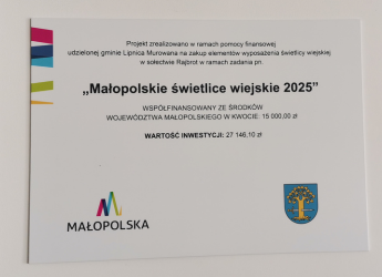 DOPOSAŻENIE ŚWIETLICY WIEJSKIEJ W RAJBROCIE