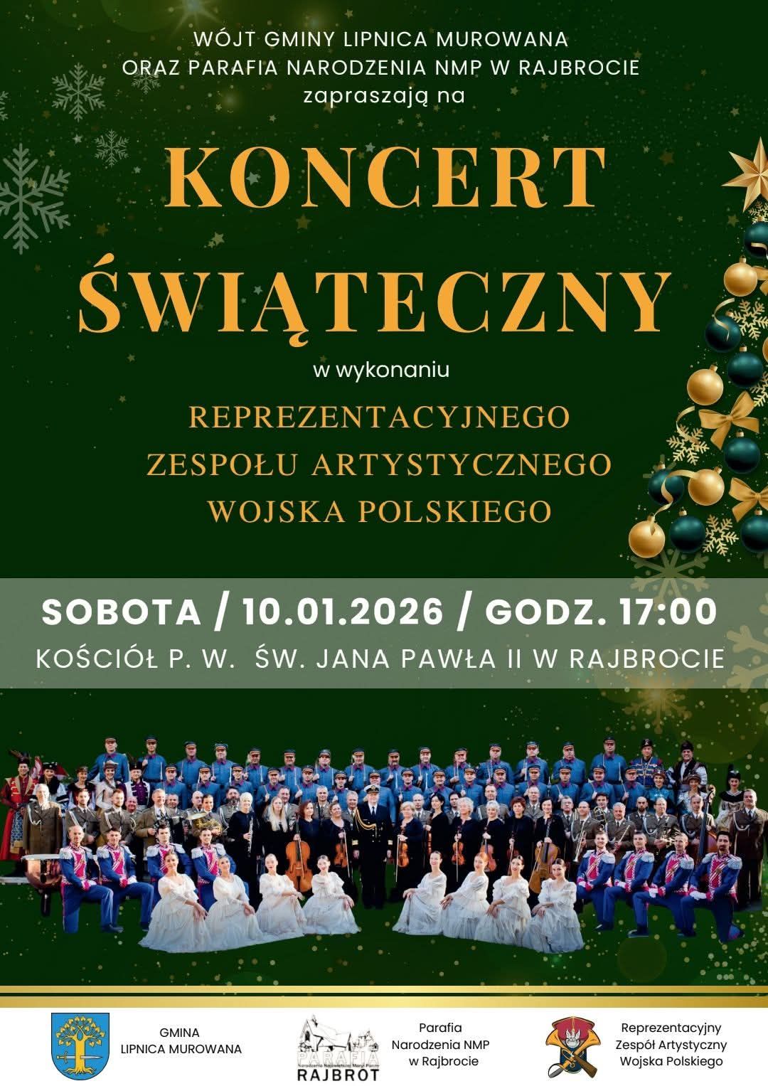 ZAPRASZAMY NA KONCERT ŚWIĄTECZNY W RAJBROCIE