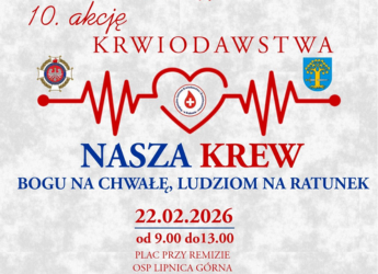 JUŻ W TĄ NIEDZIELĘ ZAPRASZAMY NA AKCJĘ KRWIODAWSTWA W LIPNICY GÓRNEJ