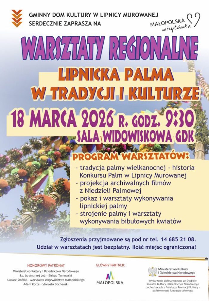 ZAPRASZAMY NA PALMOWE WARSZTATY REGIONALNE!!!