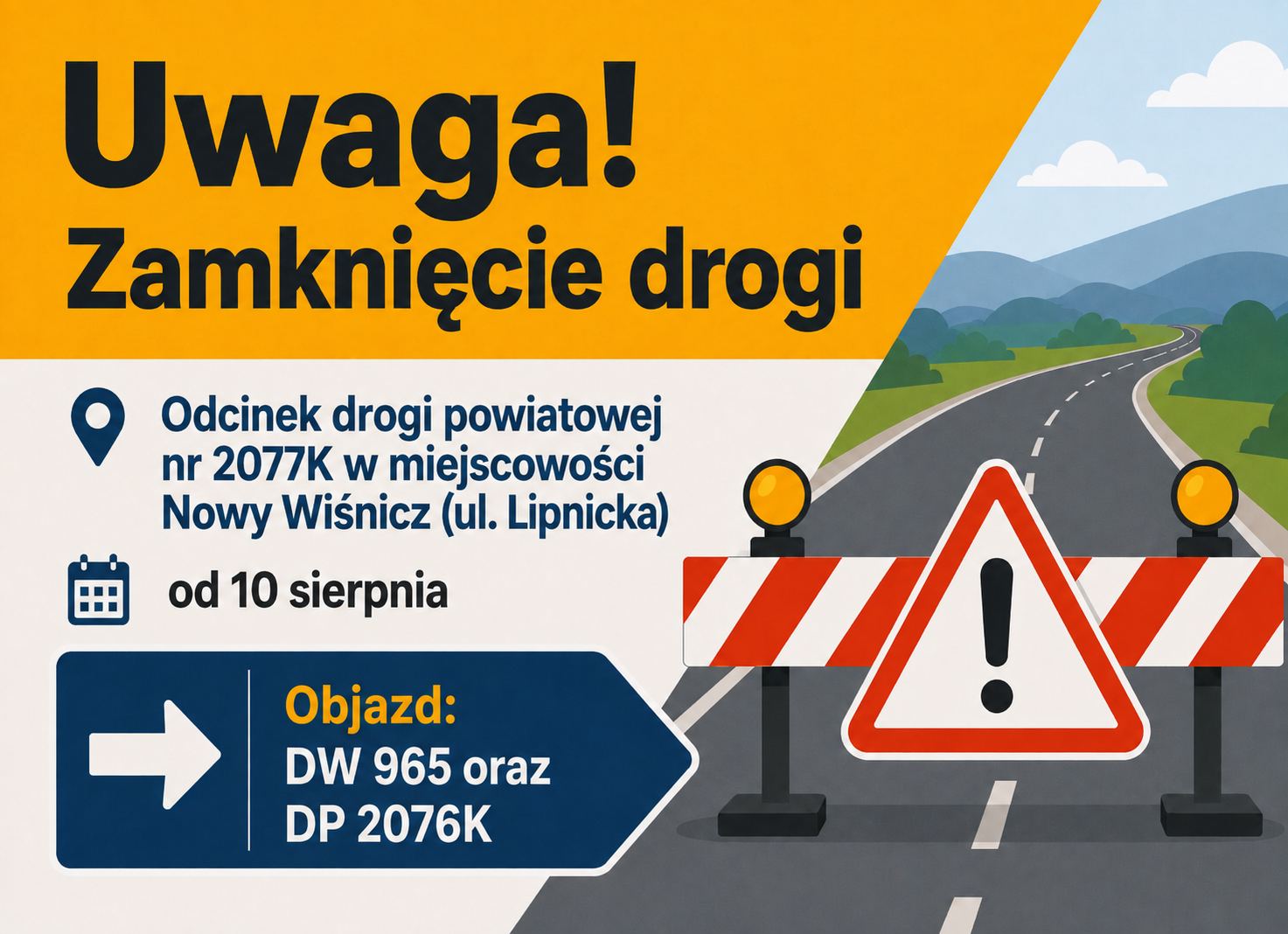 ZAMKNIĘCIE DROGI POWIATOWEJ