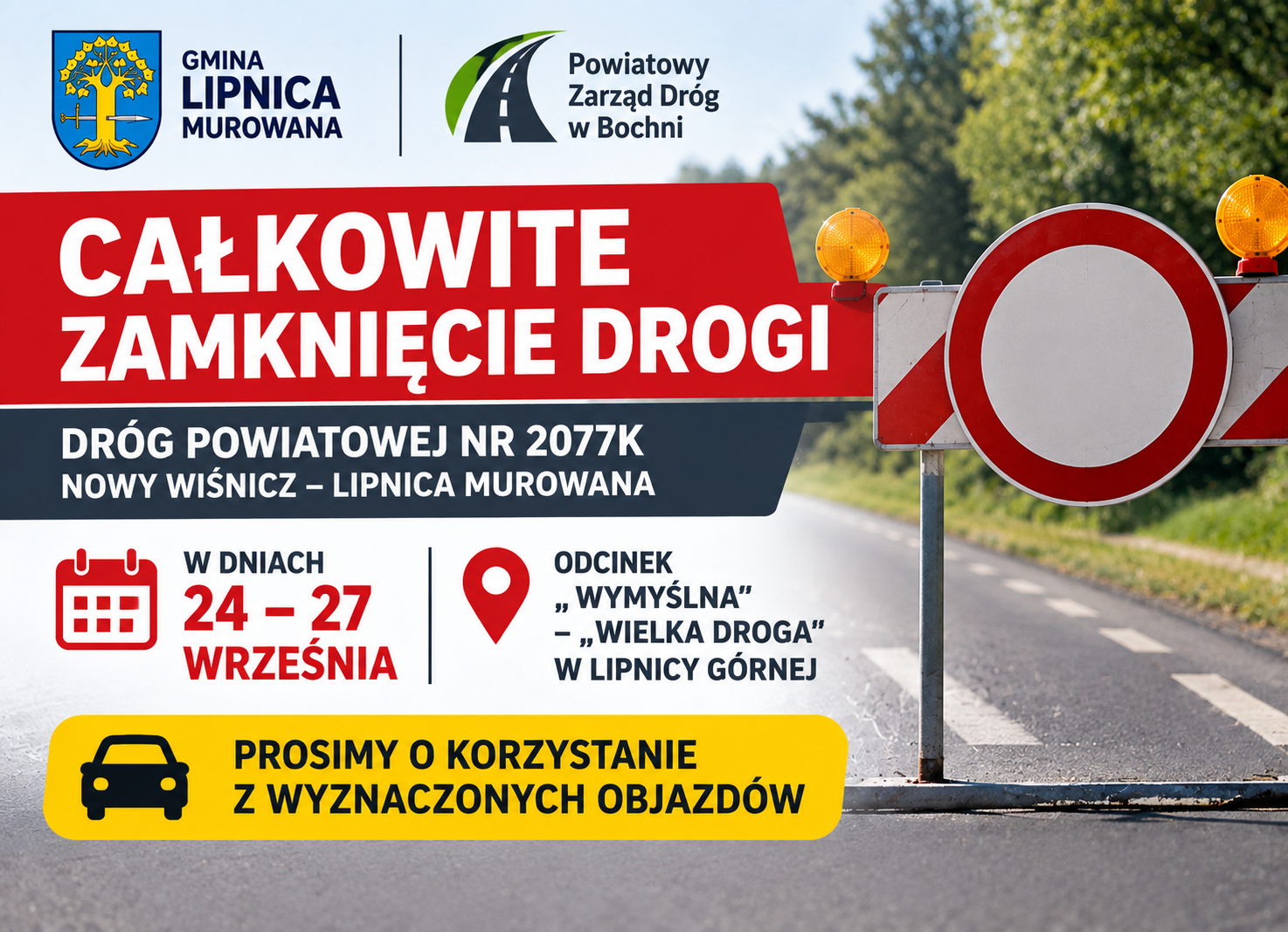 UWAGA! 24.09-27.09 DROGA PRZEZ BUKOWIEC BĘDZIE ZAMKNIĘTA