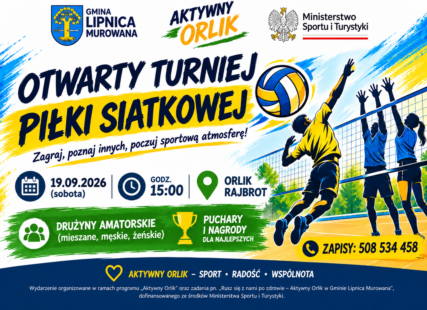 TURNIEJ PIŁKI SIATKOWEJ JUŻ W TĄ SOBOTĘ!