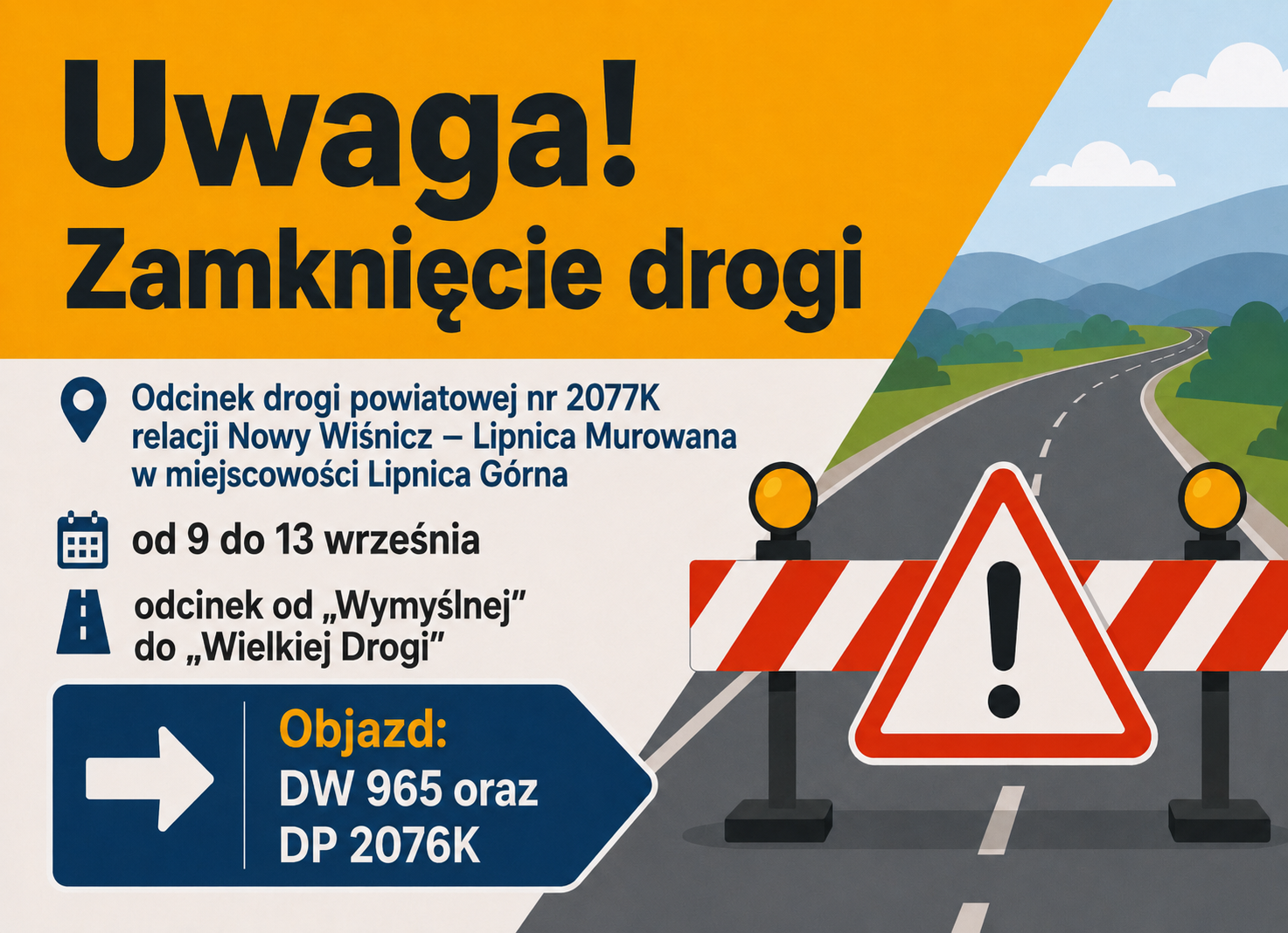 ZAMKNIĘCIE DROGI POWIATOWEJ